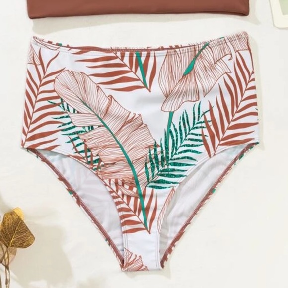 Tropical Palm Leaves Rust Emerald Bikini NWOT - Picture 4 of 9